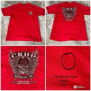 Harley Davidson Chunky River Meridian MS Shirt Mens Large Red  2012 ( Flaw )